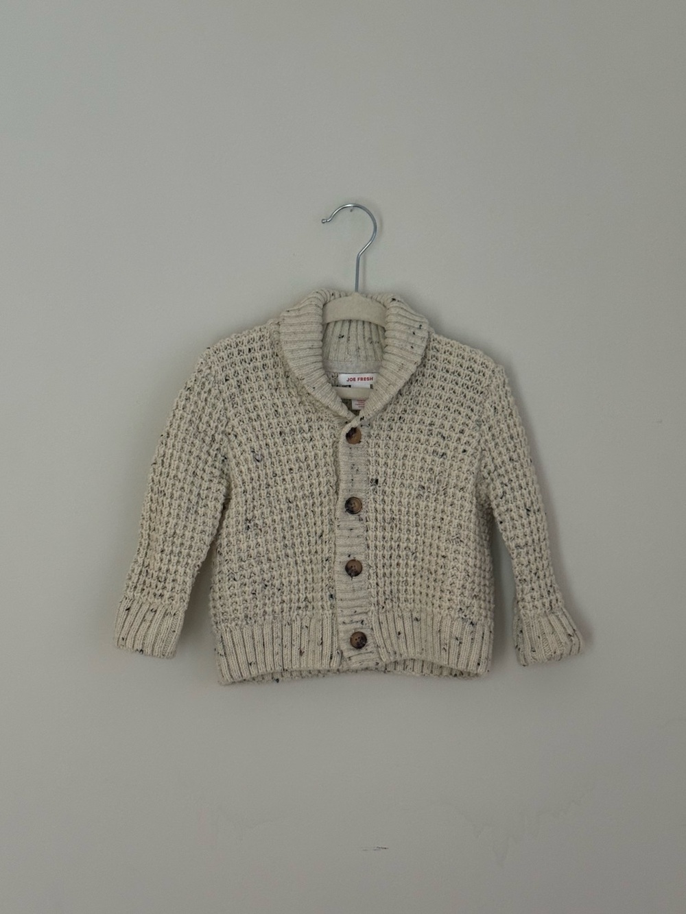 Joe Fresh Cream Speckled Shawl Collar Cardigan 6-12 Months